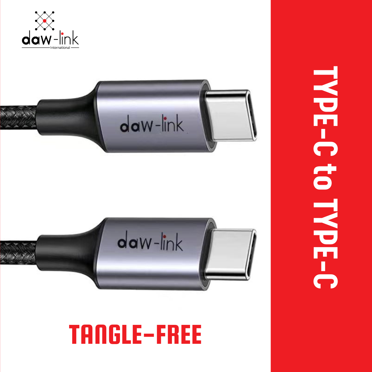 Daw-Link PD Data Cable – 120W, 1M, Tangle-Free