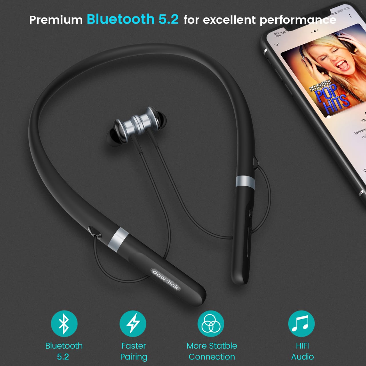 π§ Daw-Link DL-N01 Wireless Neckband β 30 Hours Music | ENC | Super Bass | 100% Original Dubai Standard | ENC Noise Reduction - Neck Band Hands Free