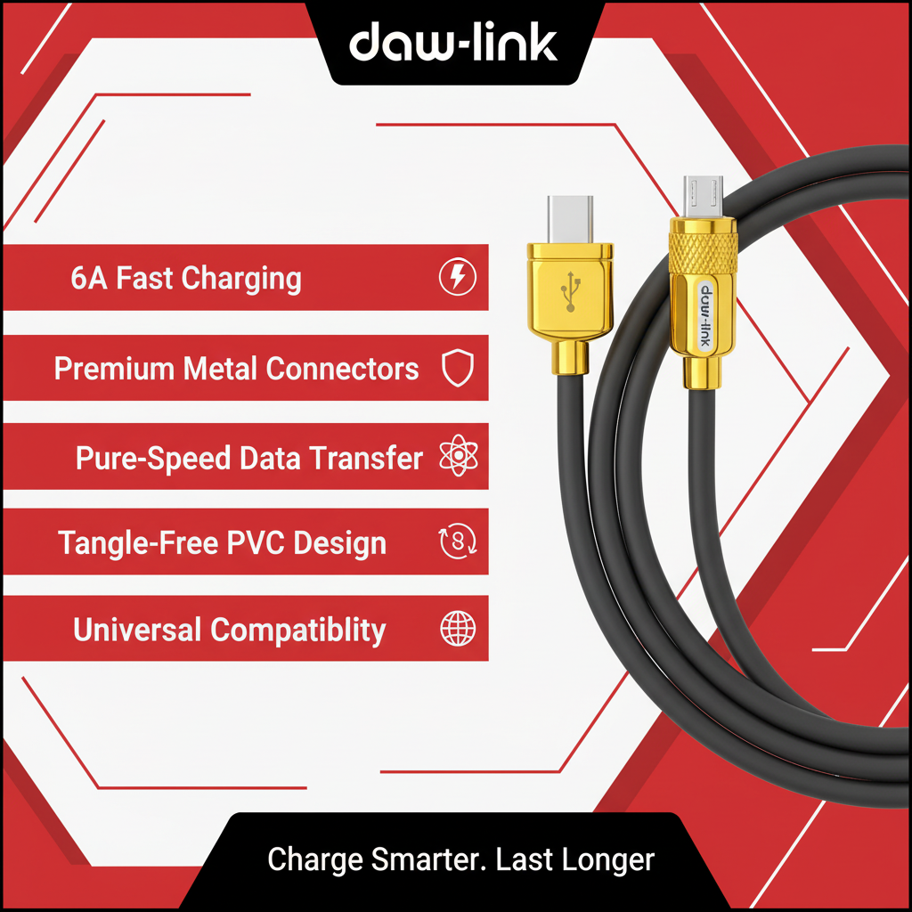 Daw-Link Fast Charging Micro USB Cable – 6A, Durable Design