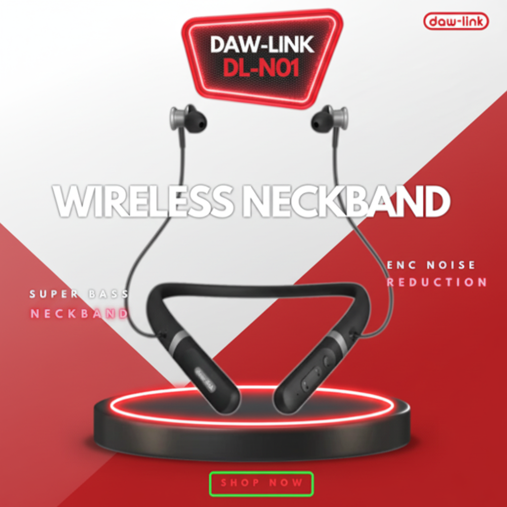 🎧 Daw-Link DL-N01 Wireless Neckband – 30H Playtime