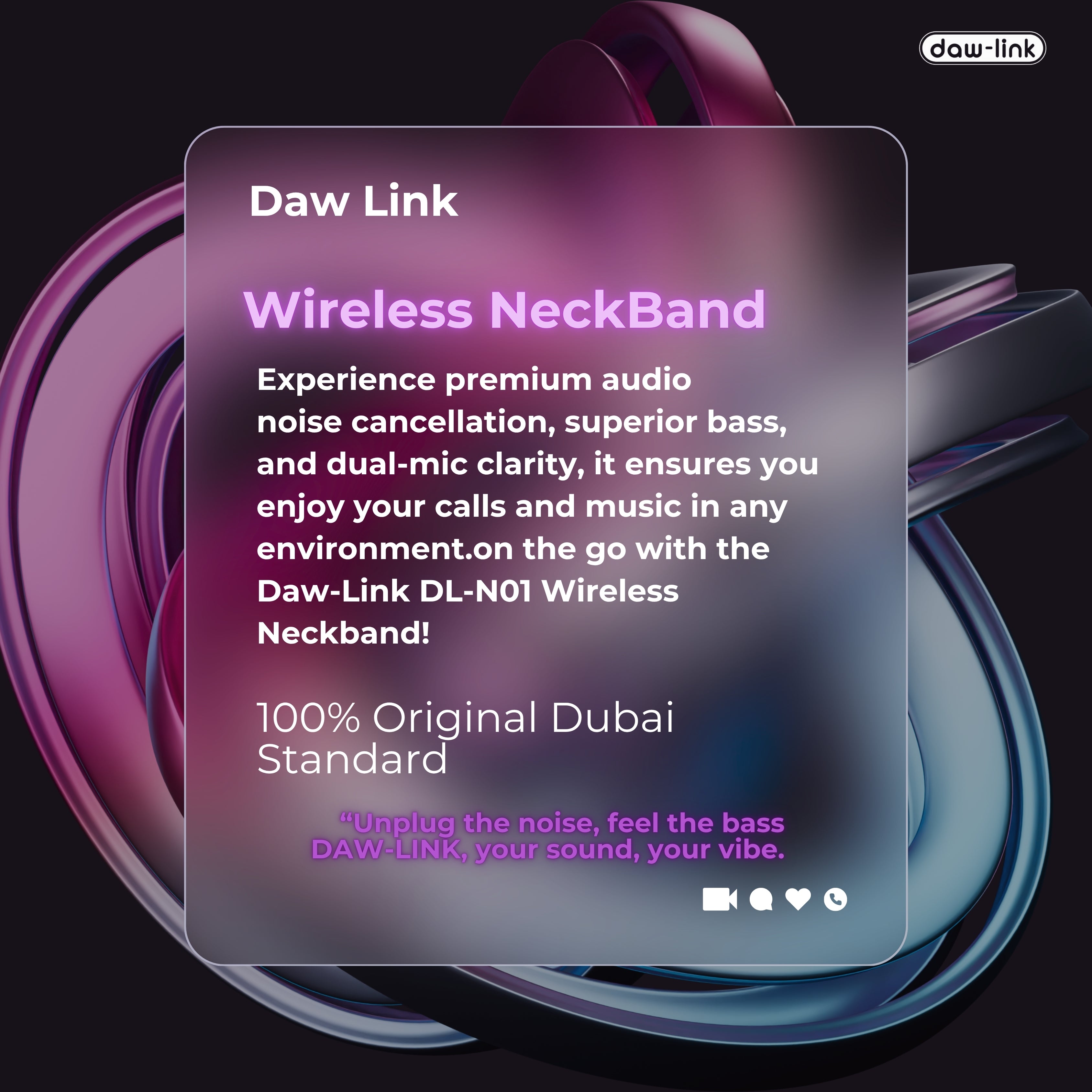 🎧 Daw-Link DL-N01 Wireless Neckband – 30H Playtime
