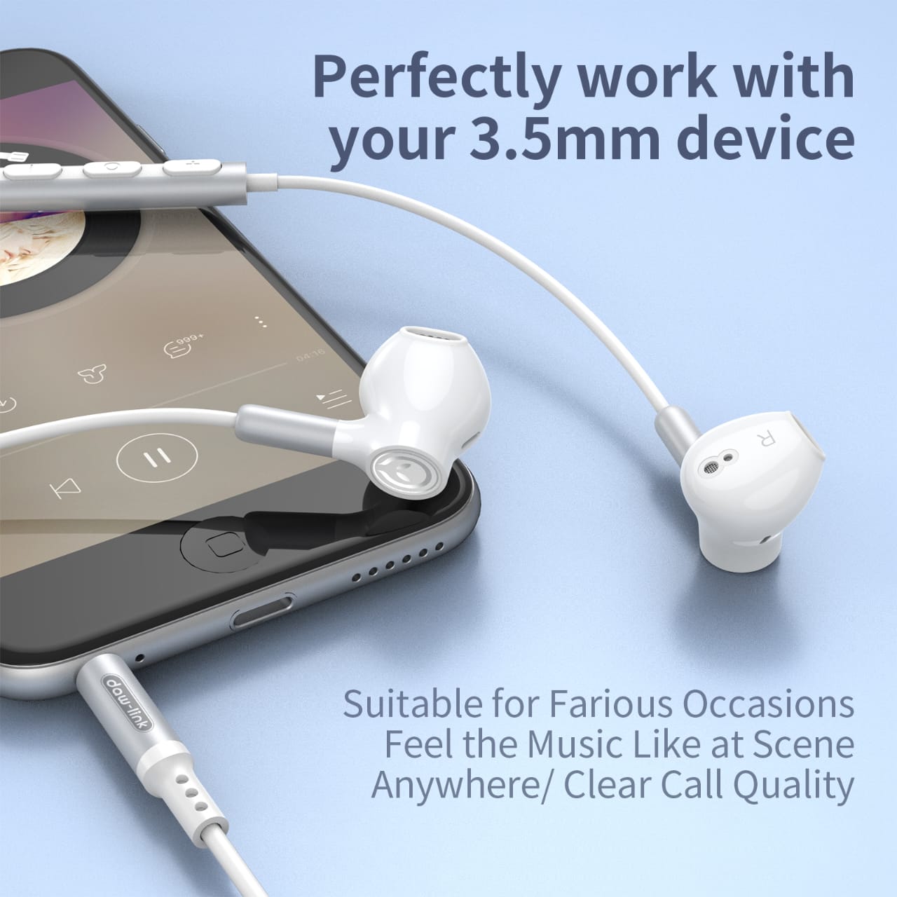 Dawlink Wired Earphones – Stereo Sound + Mic