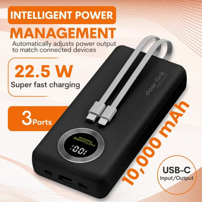 DawLink 10000mAh Power Bank – Fast Charge, LED Display