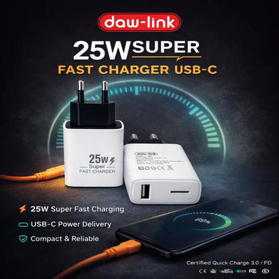 Dawlink 25W Max USB-C Fast Charger – Universal Mobile Support
