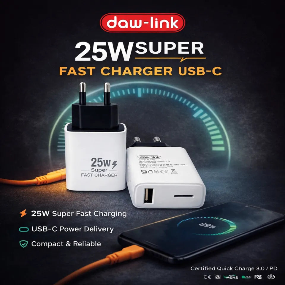 Dawlink 25W Max USB-C Fast Charger – Universal Mobile Support